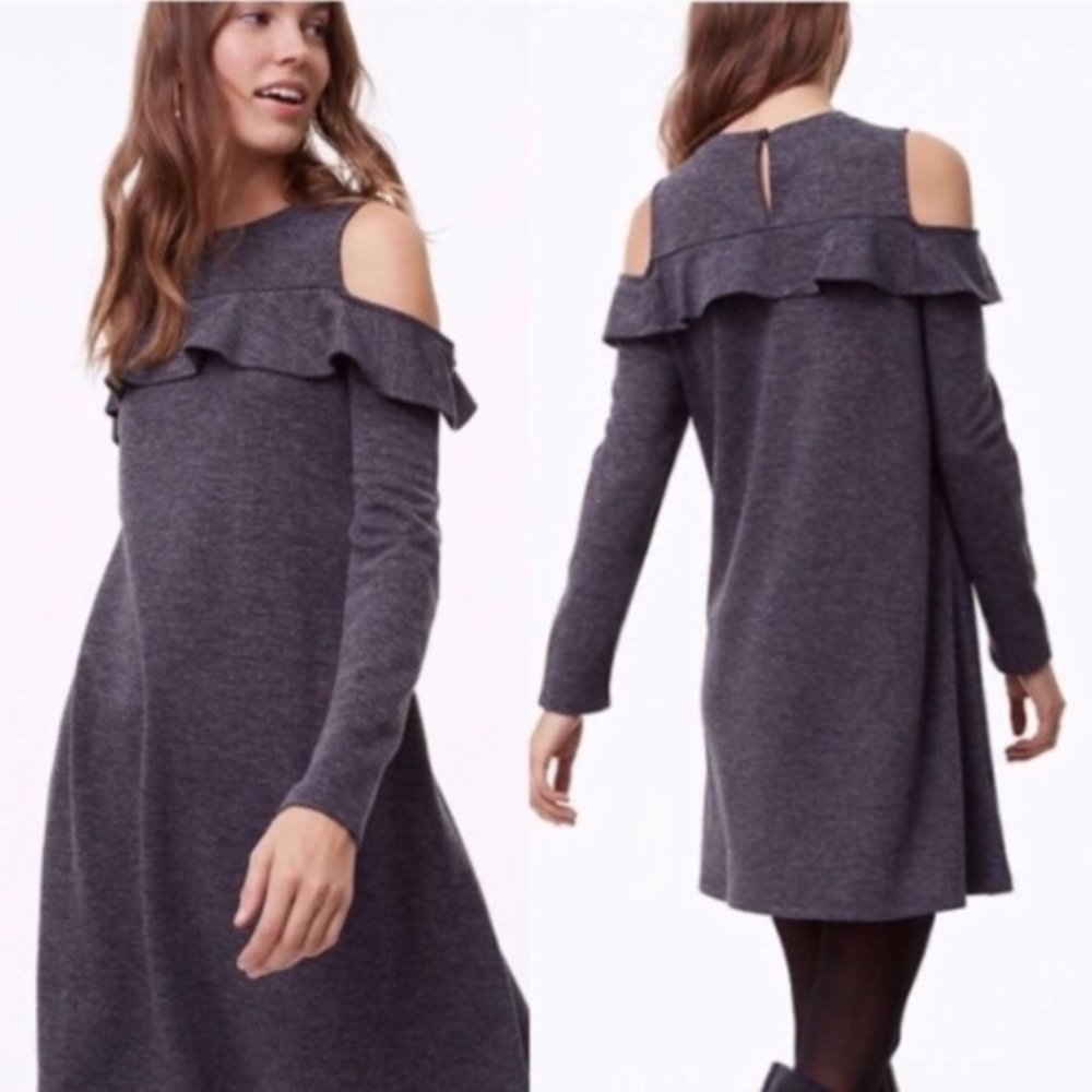LOFT Cold Shoulder Ruffle Dress